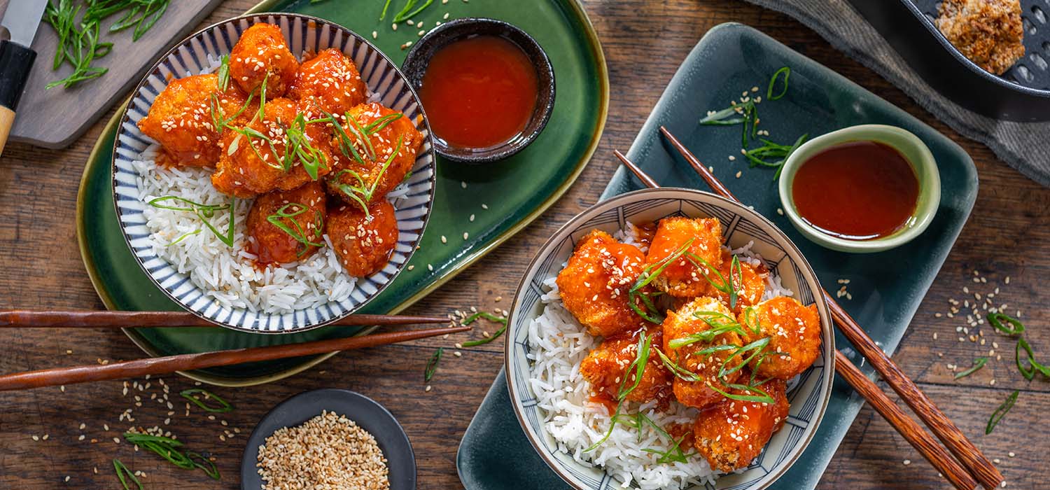 Leckeres Sesam Hähnchen mit Reis