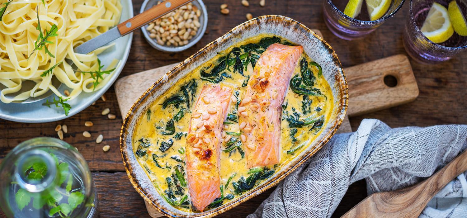Lachsgratin mit Spinat Rezeptfoto