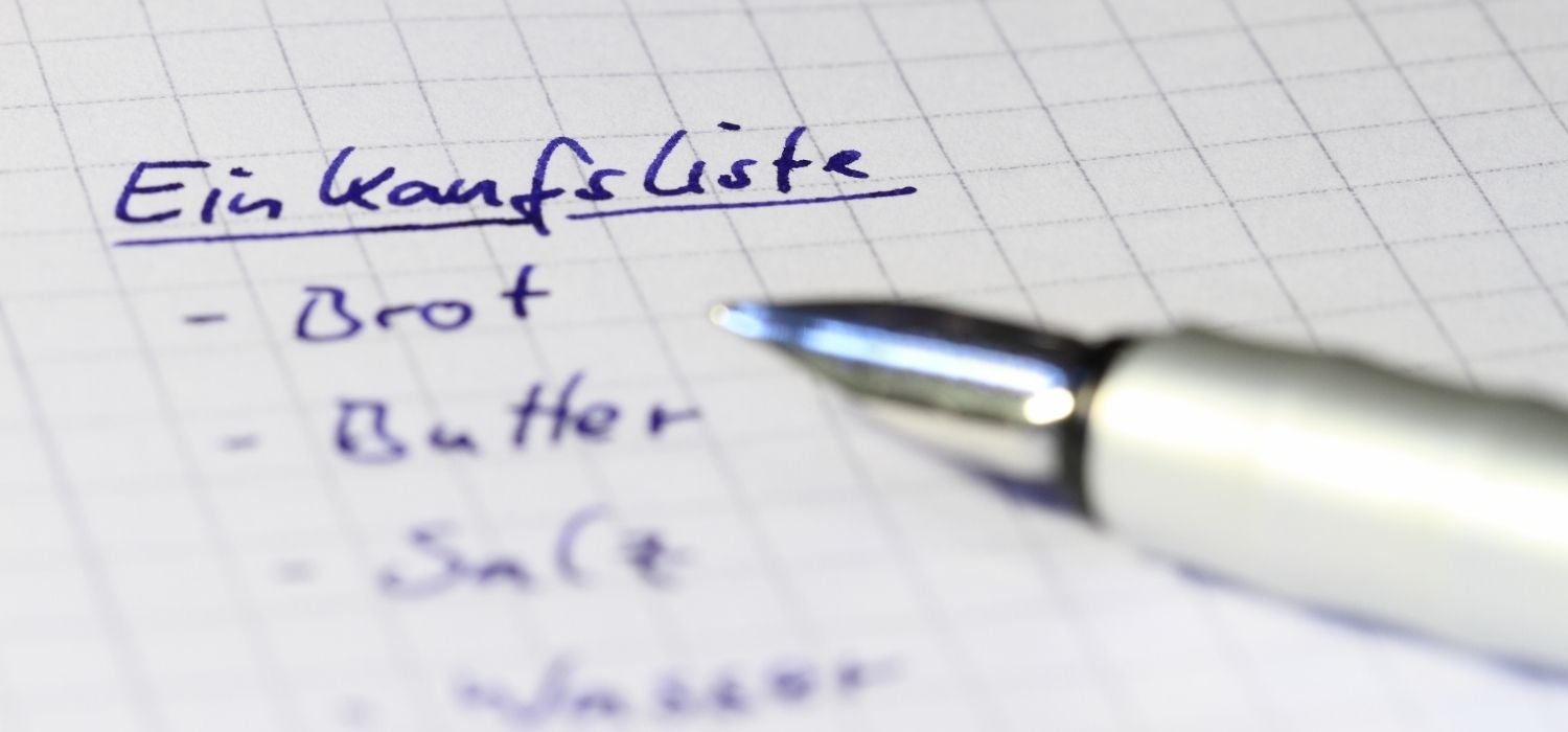 Handgeschriebene Einkaufsliste