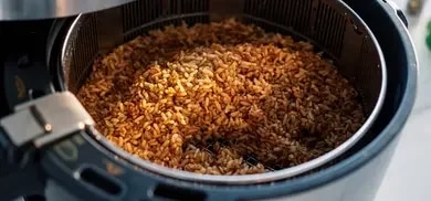 Braun gebratener Reis in Airfryer