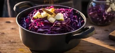 Rotkohl aus dem Glas mit Apfel und Zimt