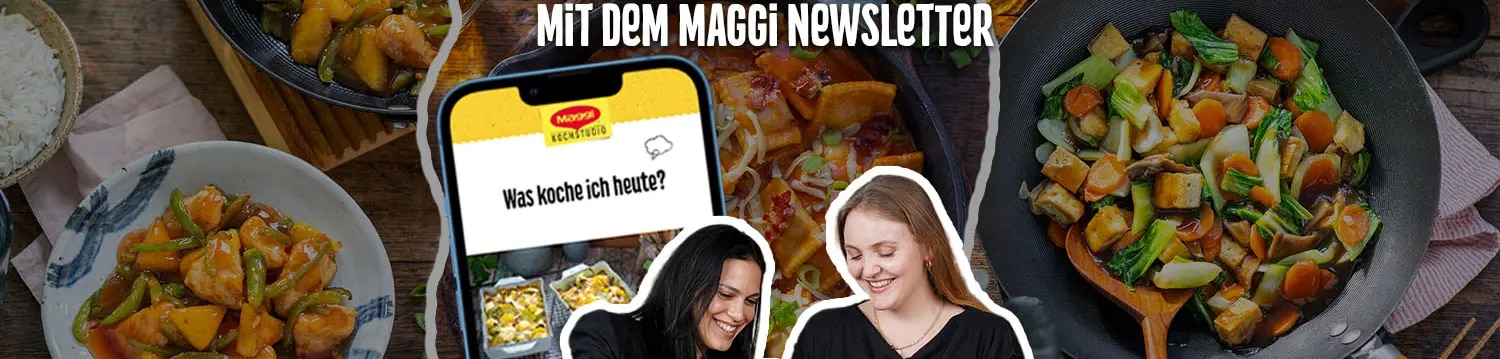 Ein Bild für den Newsletter mit Leila und Saskia und einem Bild, wie der Newsletter auf dem Handy aussieht
