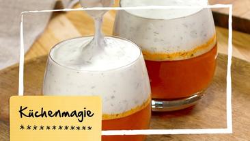 Tomaten-Cappuccino mit Rucola-Schaum