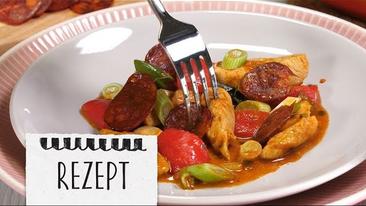 Chorizo Hähnchen-Pfanne mit Paprika