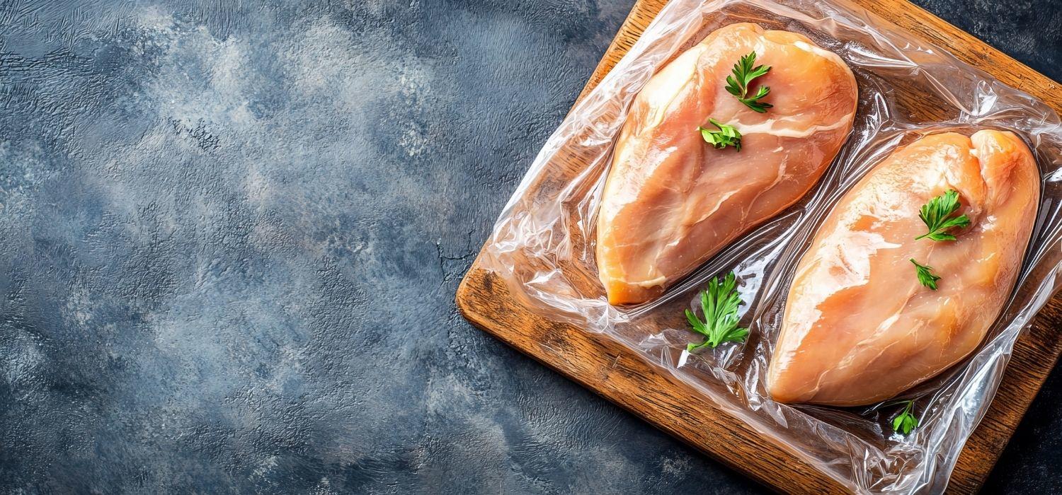 Frisch vakuumiertes Hähnchenfleisch mit Kräutern