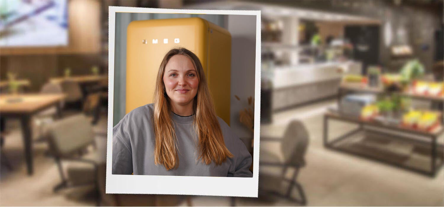 Header mit Portrait von Saskia