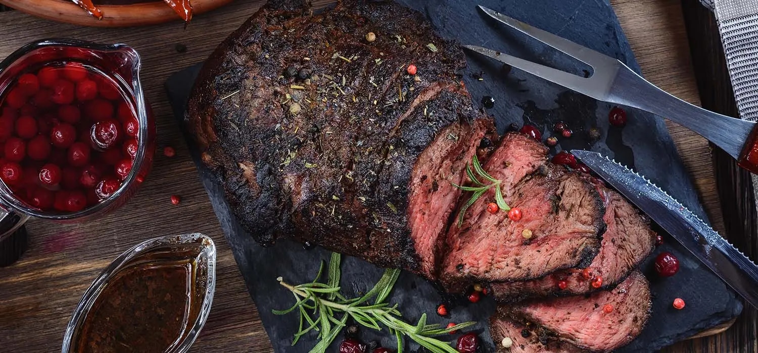Roastbeef serviert
