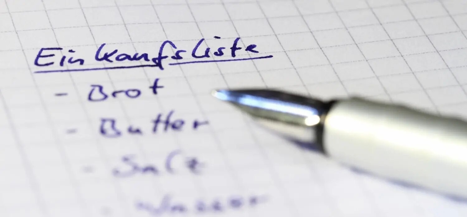 Handgeschriebene Einkaufsliste