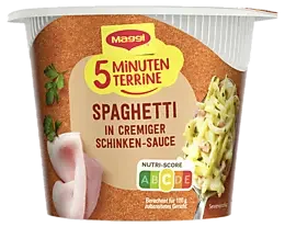 MAGGI 5 Minuten Terrine Spaghetti in cremiger Schinken-Sauce