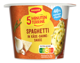 MAGGI 5 Minuten Terrine Spaghetti in Käse-Sahne-Sauce