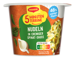 MAGGI 5 Minuten Terrine Nudeln in Spinat-Rahmsauce