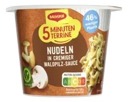 MAGGI 5 Minuten Terrine Nudeln in cremiger Waldpilz-Sauce