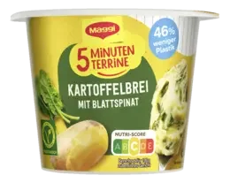 MAGGI 5 Minuten Terrine Kartoffelbrei mit Blattspinat
