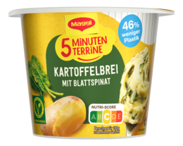 MAGGI 5 Minuten Terrine Kartoffelbrei mit Blattspinat