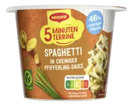 MAGGI 5 Minuten Terrine Spaghetti in cremiger Pfifferling-Sauce