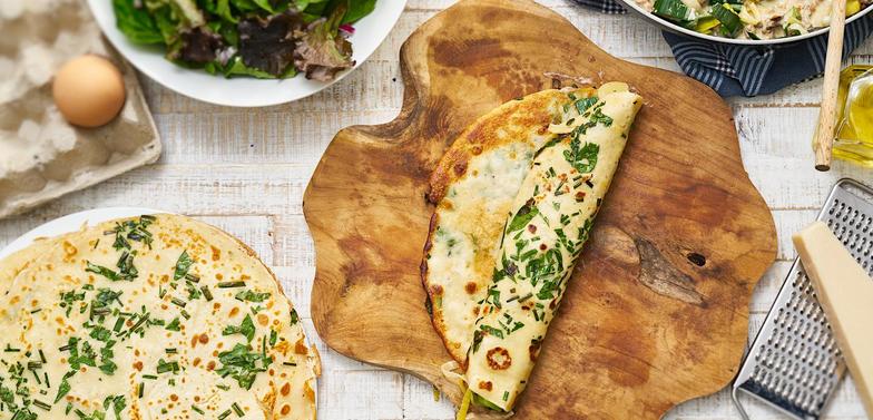 Pfannkuchen mit Pilz Hackfleisch Füllung
