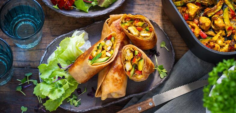 Schnelle Chicken-Wraps in der Heißluftfritteuse