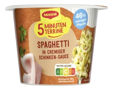 MAGGI 5 Minuten Terrine Spaghetti in cremiger Schinken-Sauce