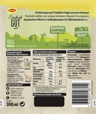 Maggi Für Genießer Schinken Sahnesauce