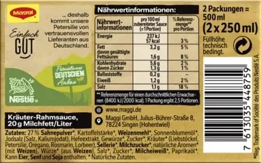 Maggi Kräuter Rahmsauce (2er Pack)