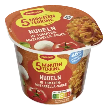 MAGGI 5 Minuten Terrine Nudeln in Tomaten-Mozzarella Sauce