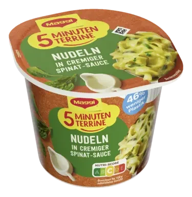 MAGGI 5 Minuten Terrine Nudeln in Spinat-Rahmsauce