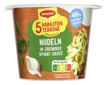 MAGGI 5 Minuten Terrine Nudeln in Spinat-Rahmsauce