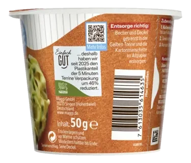 MAGGI 5 Minuten Terrine Nudeln in Spinat-Rahmsauce
