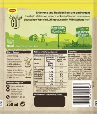 Maggi Für Genießer Curry Sauce