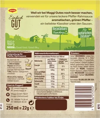 Maggi Für Genießer Pfeffer Rahmsauce