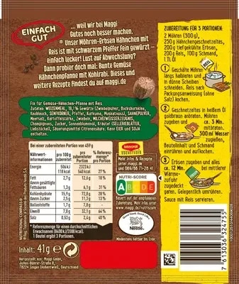 MAGGI Fix für Möhren-Erbsen Hähnchen mit Reis