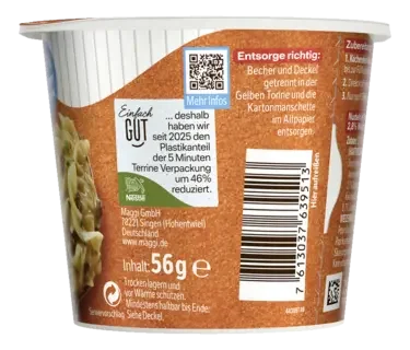 MAGGI 5 Minuten Terrine Nudeln in cremiger Waldpilz-Sauce