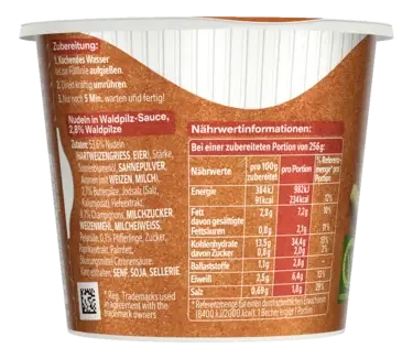 MAGGI 5 Minuten Terrine Nudeln in cremiger Waldpilz-Sauce