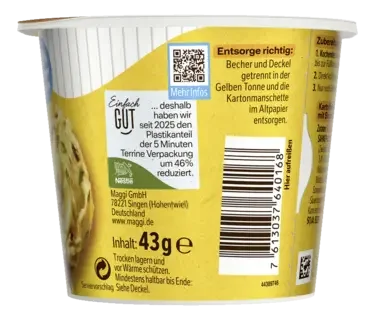 MAGGI 5 Minuten Terrine Kartoffelbrei mit Steinpilzen
