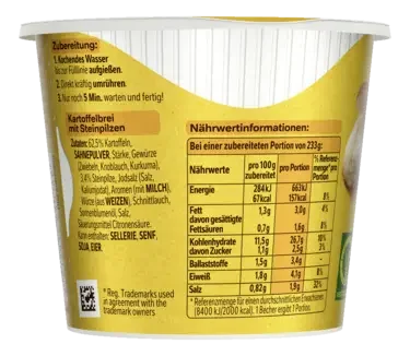 MAGGI 5 Minuten Terrine Kartoffelbrei mit Steinpilzen