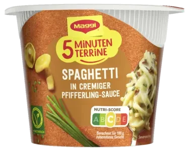 MAGGI 5 Minuten Terrine Spaghetti in cremiger Pfifferling-Sauce