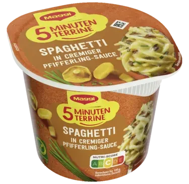 MAGGI 5 Minuten Terrine Spaghetti in cremiger Pfifferling-Sauce