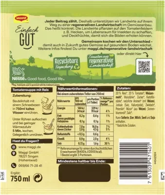 Maggi Guten Appetit Tomatensuppe mit Langkornreis