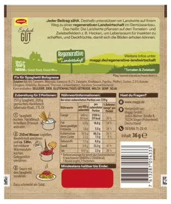 MAGGI Fix für Spaghetti Bolognese - 100% natürliche Zutaten