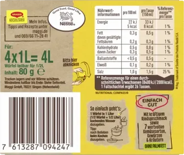 MAGGI Klare Suppe mit Rind 4x1 L