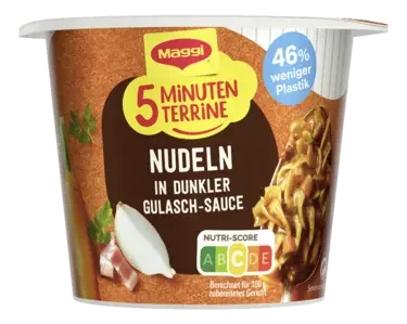 MAGGI 5 Minuten Terrine Nudeln in dunkler Gulaschsauce