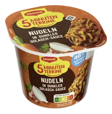 MAGGI 5 Minuten Terrine Nudeln in dunkler Gulaschsauce