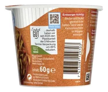 MAGGI 5 Minuten Terrine Nudeln in dunkler Gulaschsauce