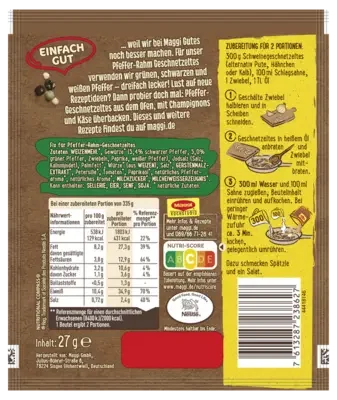 MAGGI Fix für Pfeffer-Rahm Geschnetzeltes