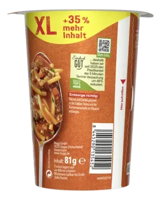 MAGGI 5 Minuten Terrine Spaghetti Bolognese XL Cup