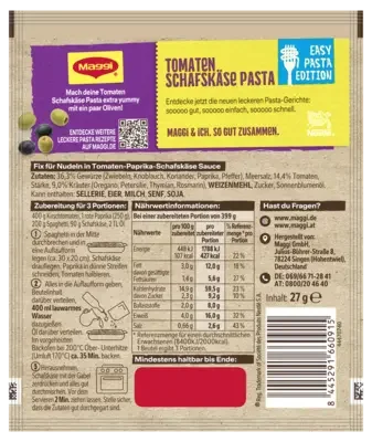 MAGGI Fix Tomaten Schafskäse Pasta