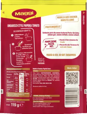 MAGGI Pasta Variation Ungarisch Style Paprika Tomato