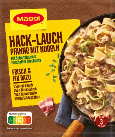 MAGGI Fix für Hack-Lauch Pfanne mit Nudeln