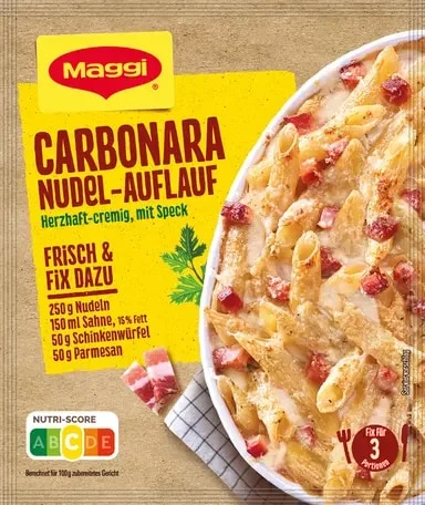 MAGGI Fix für Carbonara Nudel-Auflauf