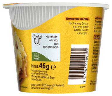 MAGGI 5 Minuten Terrine Kartoffelbrei mit Fleischklößchen